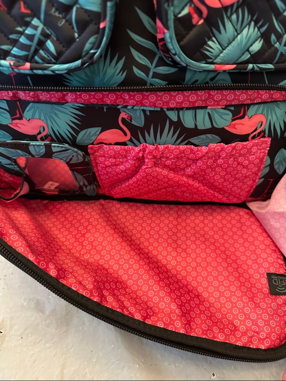 NWOT Lug Puddle Jumper Navy Flamingo Tropical Print - Picture 6 of 11